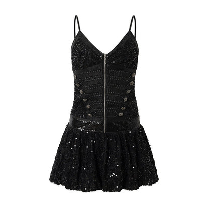 Retro Jacquard Sequin Dress