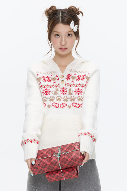 Fair Isle Knit Hoodie