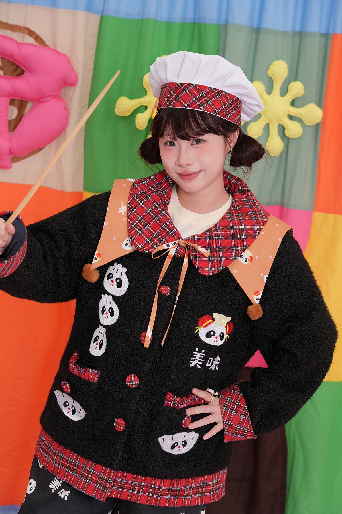 Panda Print Fake Collar
