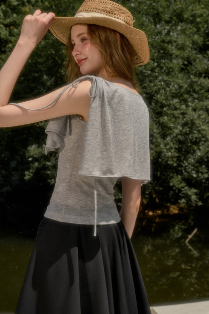 Cape-Style Short-Sleeve Top and Dress Set-Up