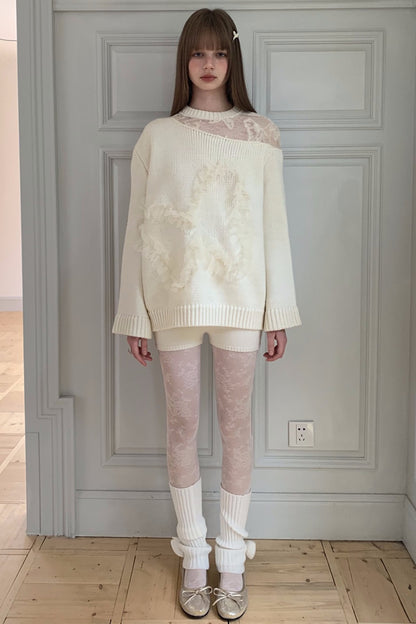 Beige Double-Layer High-Waisted Knit Base Shorts