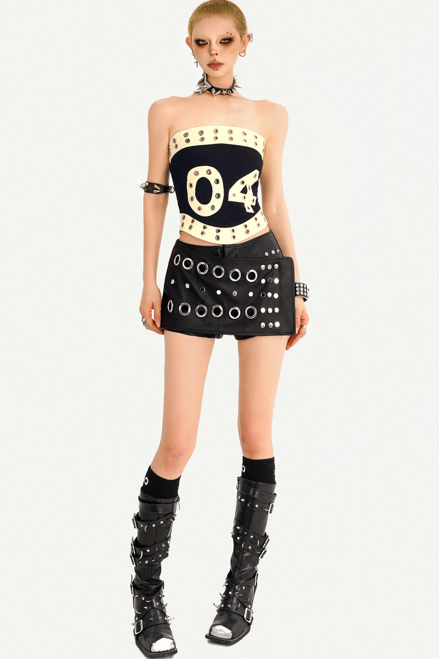 Studded Leather Tube Top