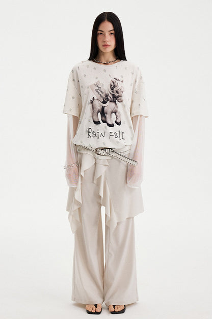 Floral Print Pony Layered Blouse