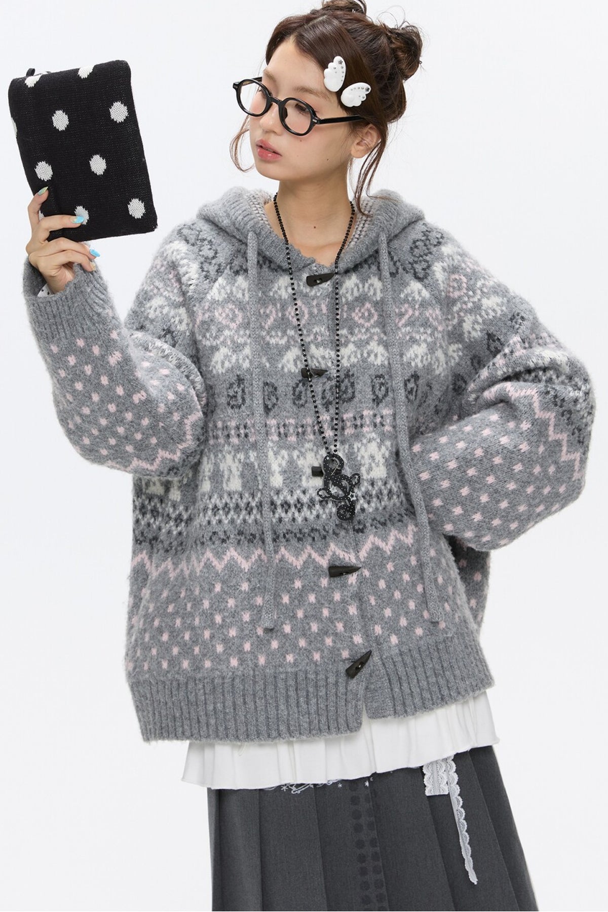 Fair Isle Duffle Button Cardigan