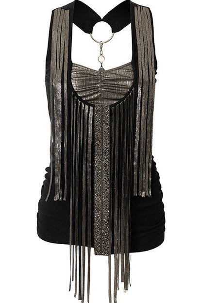 Sequin Rhinestone Halter Top