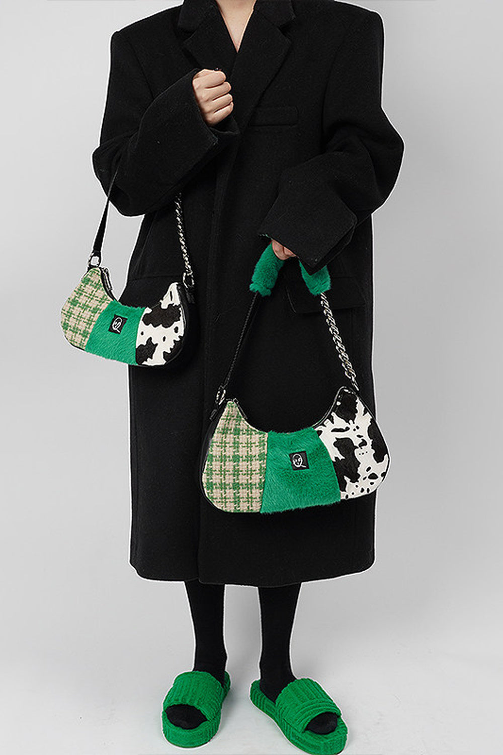 Genuine Leather Color-Block Bag
