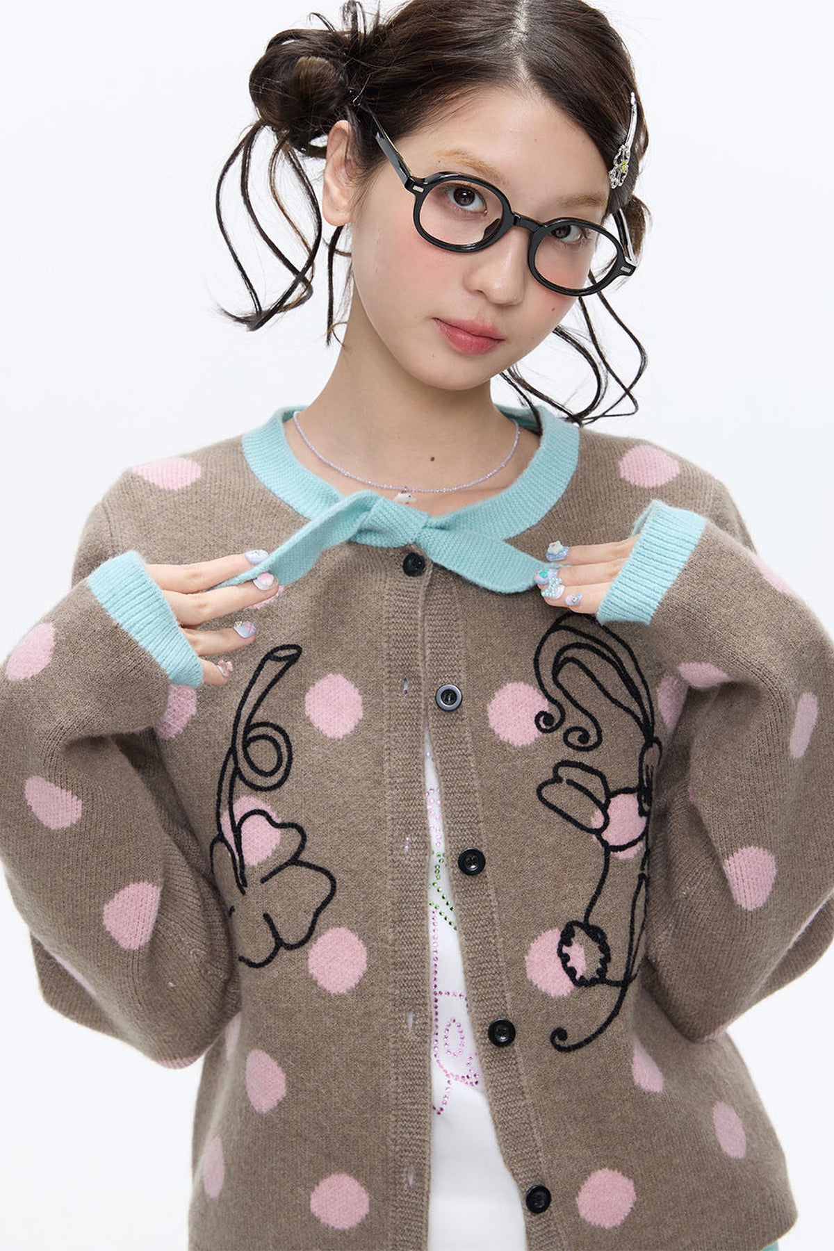 Mint Green Polka Dot Cardigan