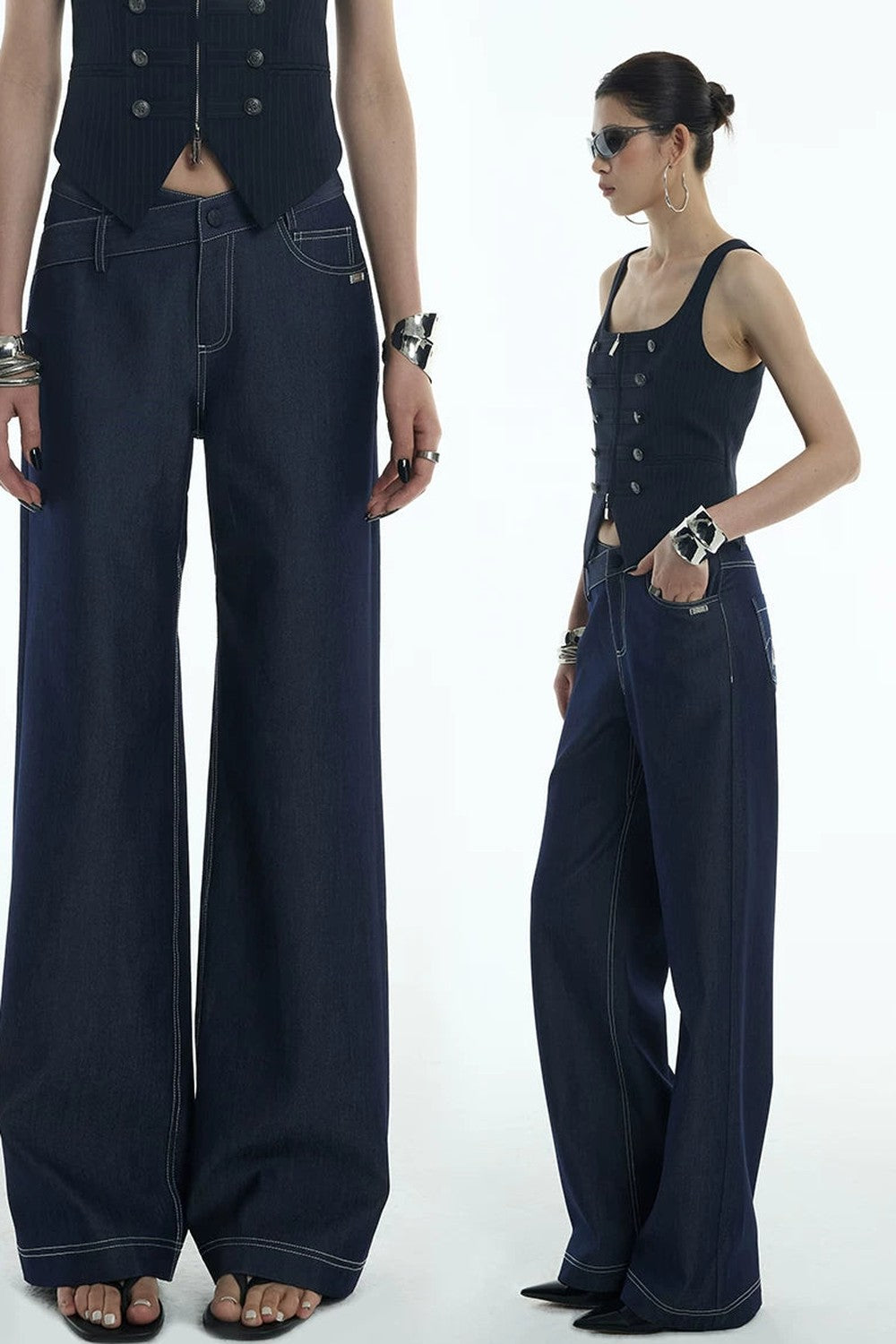 Asymmetrische Jeans aus Tencel-Denim