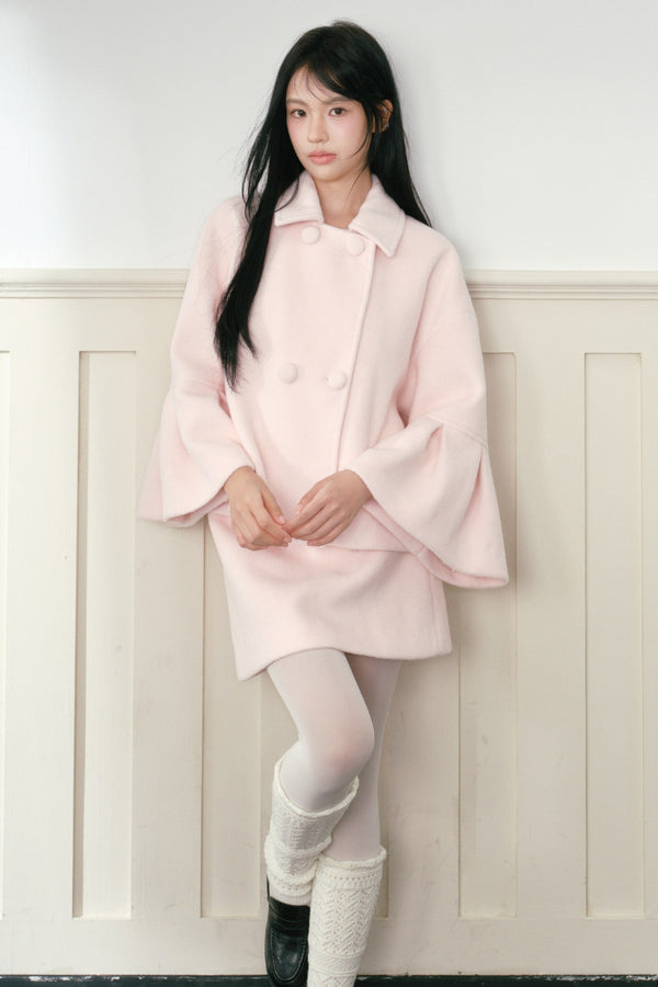 Pink Wool Coat and Skirt Set-Up