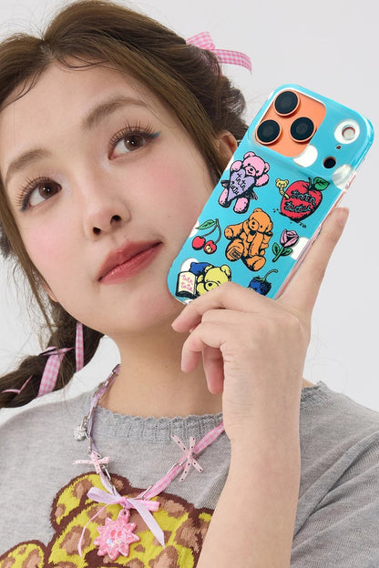Coque de téléphone à motif ours bleu de dessin animé