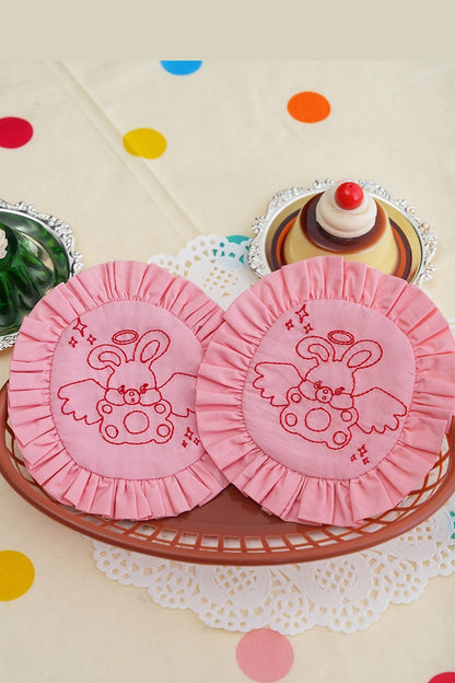 Pink Bunny Angel Embroidered Brooch