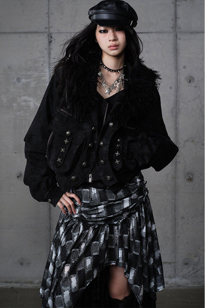 Functional Layered-Look Suede Jacket