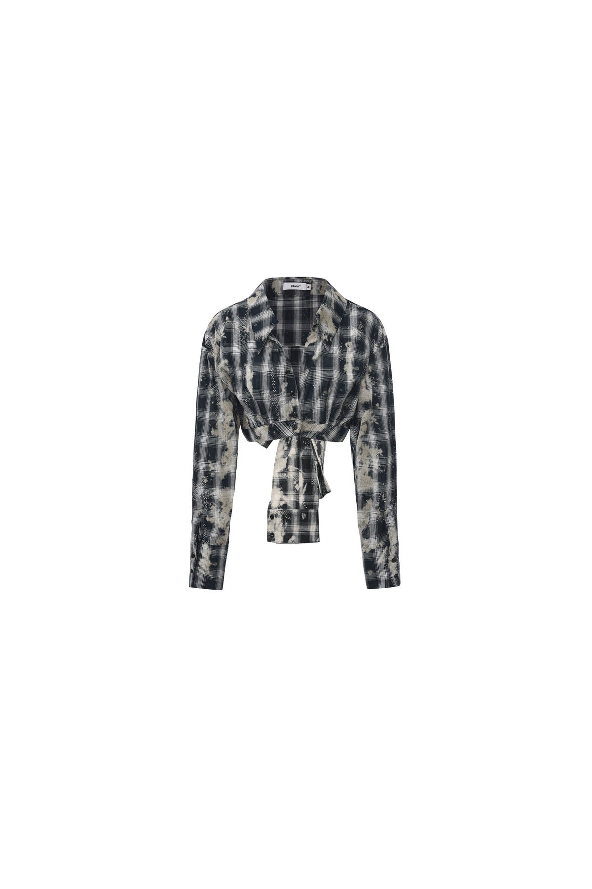 Distressed Rhinestone Bow-Knot Blouse