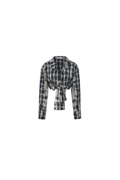 Distressed Rhinestone Bow-Knot Blouse