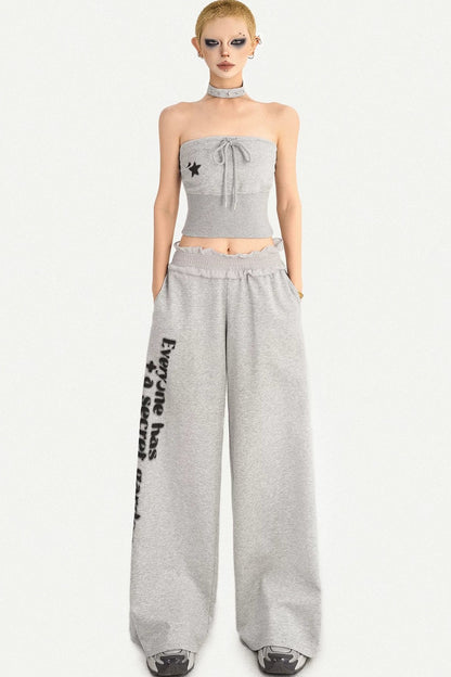 Letter Print Wide-Leg Pants