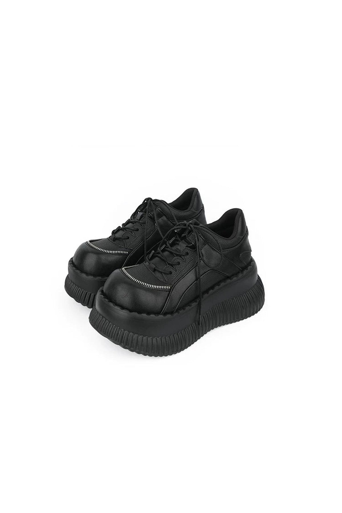 Gothic Lace-Up Platform Leather Shoes
