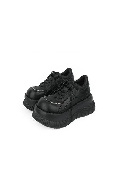 Gothic Lace-Up Platform Leather Shoes