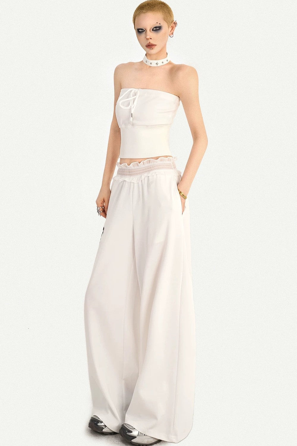 Letter Print Wide-Leg Pants