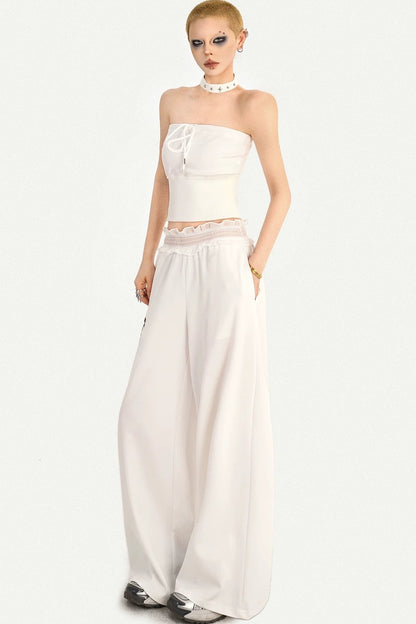 Letter Print Wide-Leg Pants