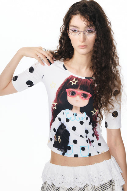 Printed Knit Raglan Top