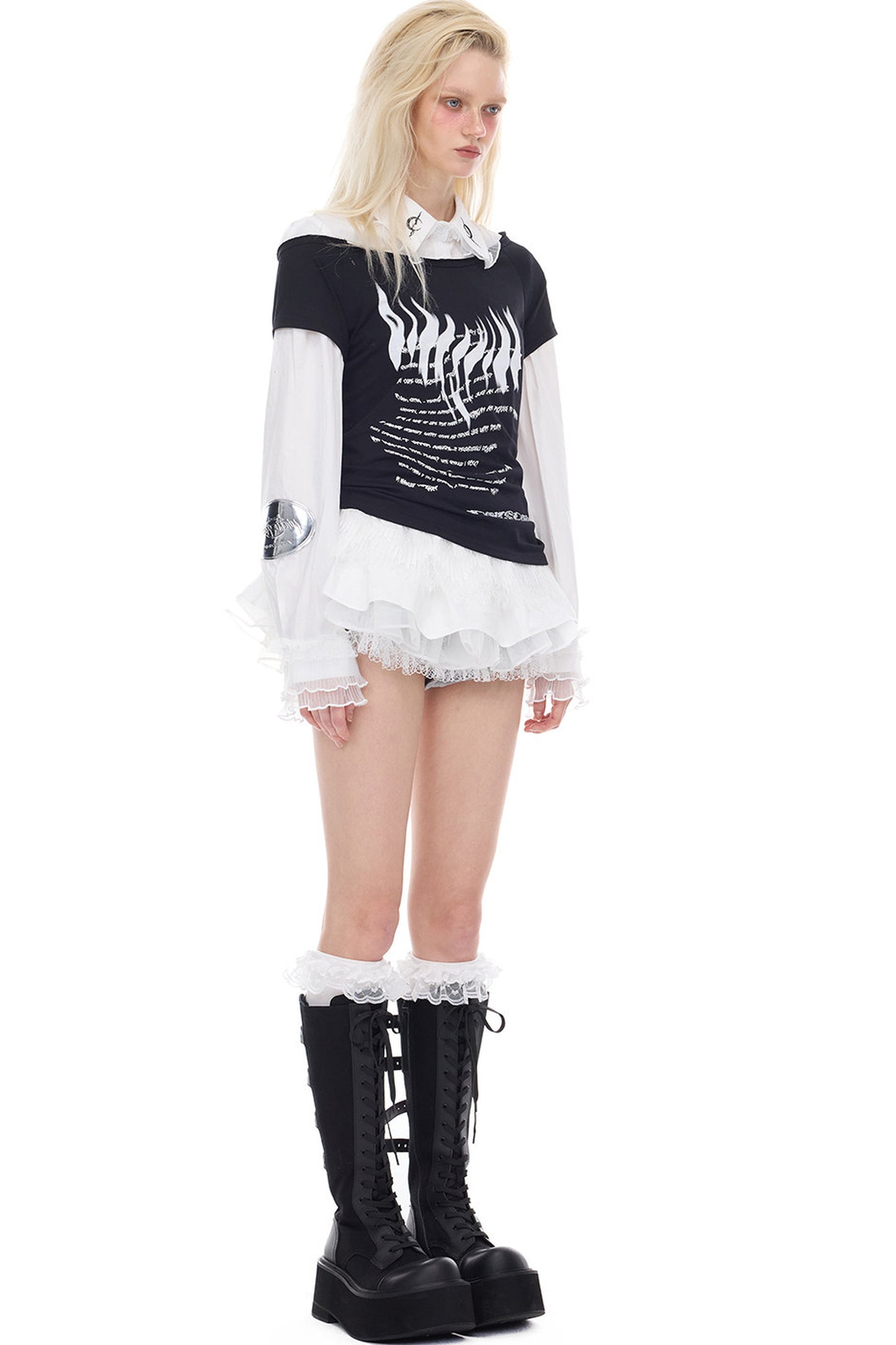 Asymmetrisches Oberteil mit Punk-Druck