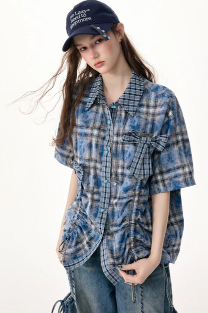 Blue Plaid Short Sleeve Shirt