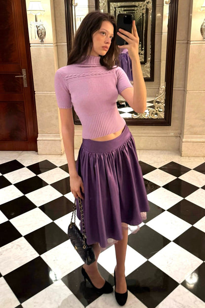 Wool Cable Knit Turtleneck Top