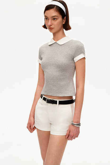 Contrast Collar Knit Top