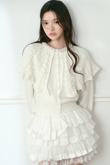 High-Waisted Puffy Multi-Layer Hollow Cake Skirt