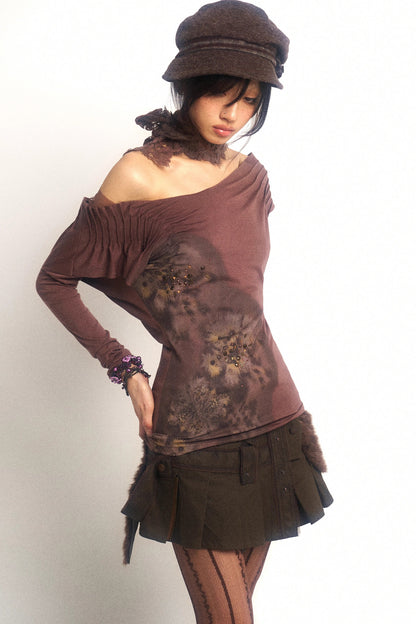 One-Piece Patchwork Detachable Faux Fur Pleated Skirt