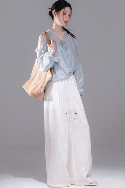 Lyocell Off-Shoulder Shirt and Shorts Set-Up