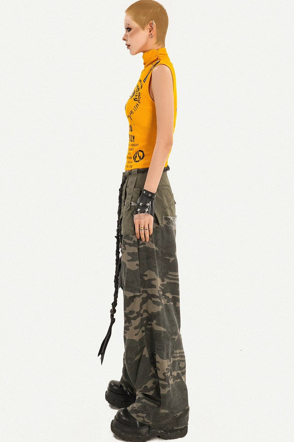 Y2K High-Neck Sleeveless Zip Top