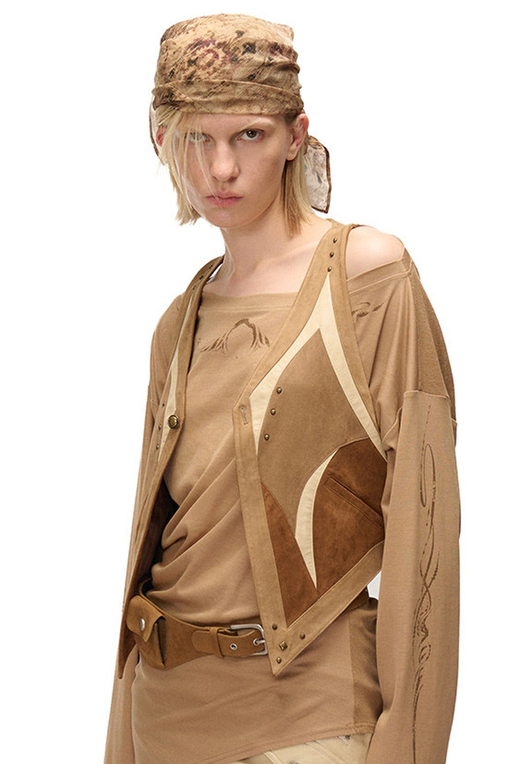 Faux Suede Patchwork Vest