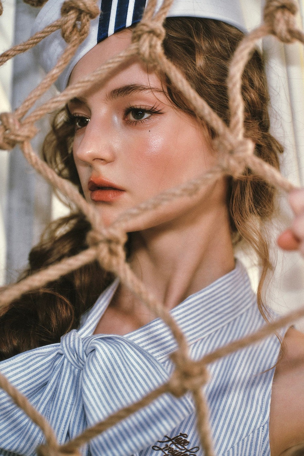 French Vintage Striped Shirt Dress Set-Up