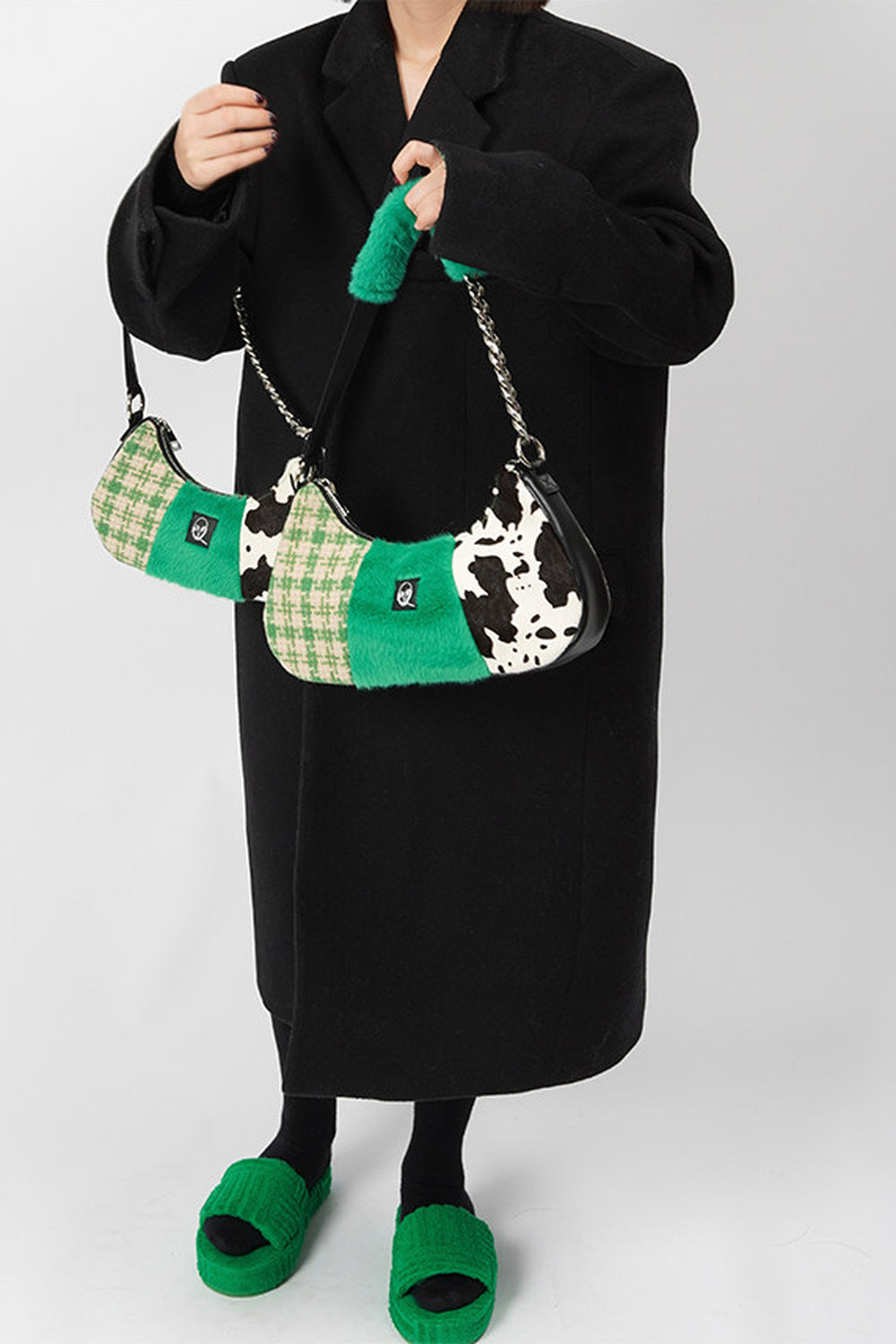Genuine Leather Color-Block Bag