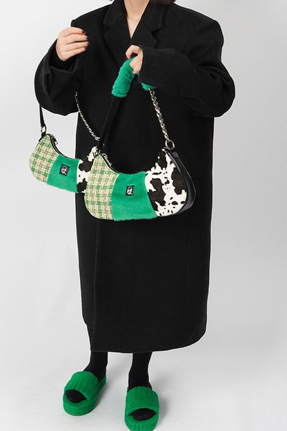 Genuine Leather Color-Block Bag