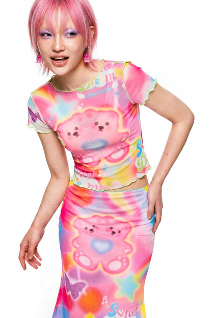 Dopamine Rainbow Mesh Dress