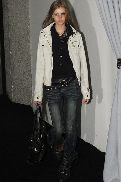 Distressed Whiskered Denim Pants