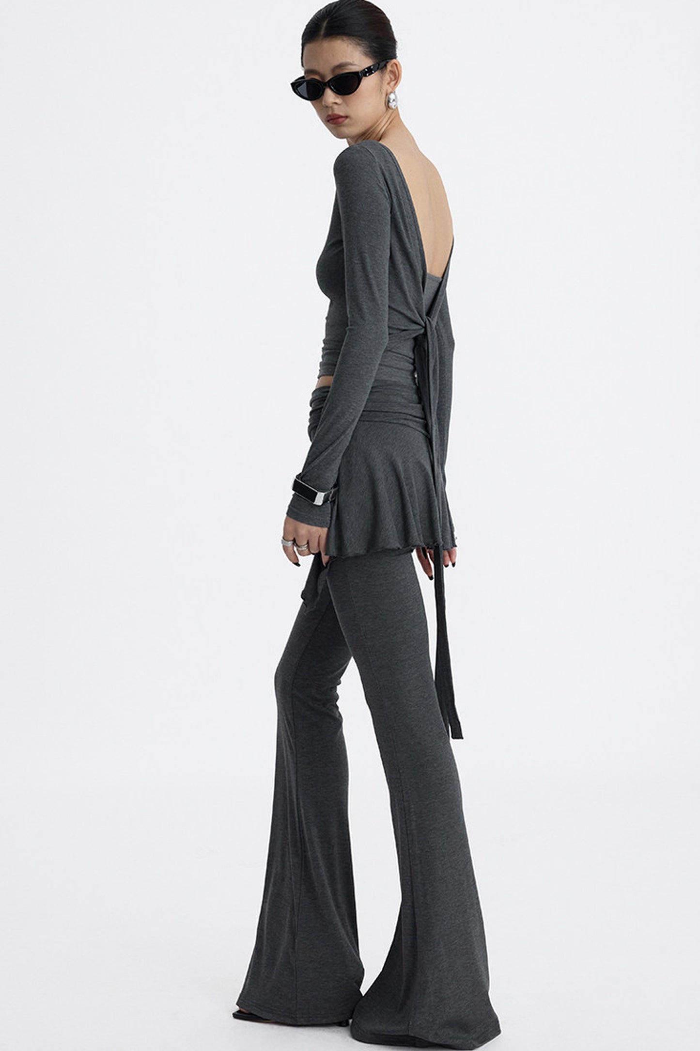 Faux Two-Piece Lyocell Flared Pants Set-Up