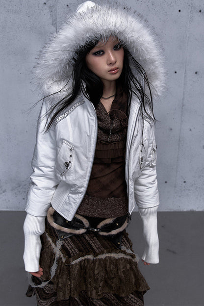 Hooded Fur Collar Parka Outer