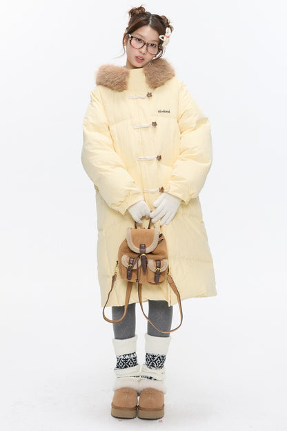 Cream Yellow Horn Button Down Coat