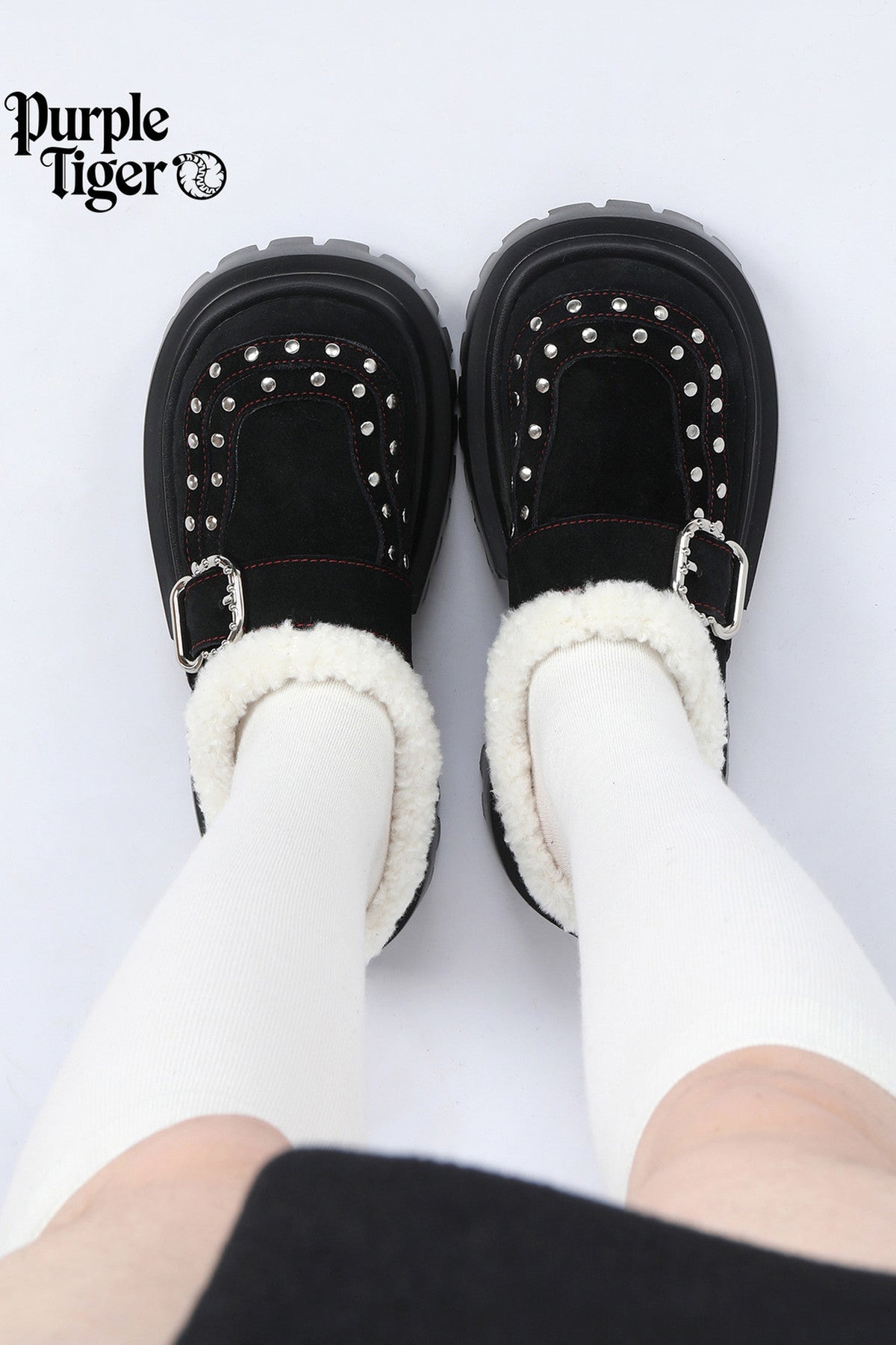 Punk Furry Thick-Soled Mules