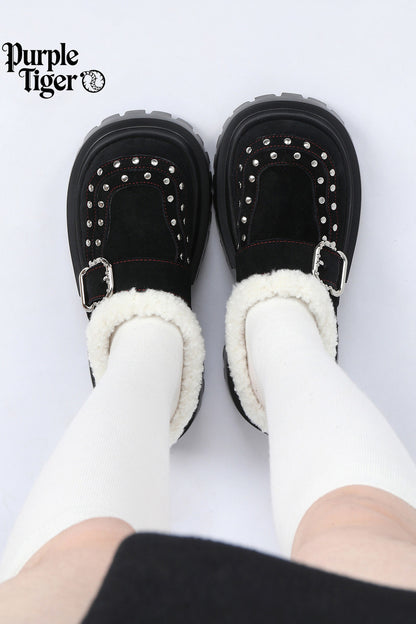 Punk Furry Thick-Soled Mules