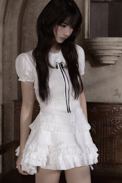 Short Sleeve Puff Blouse