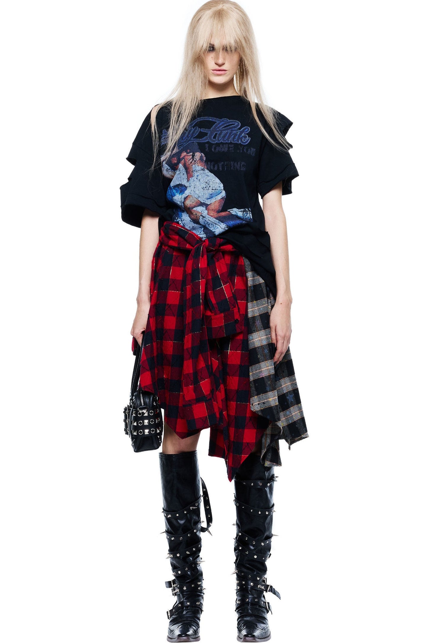 Hand-Torn Punk Back Hollow-Out Straps T-Shirt