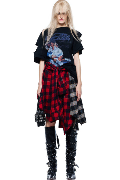 Hand-Torn Punk Back Hollow-Out Straps T-Shirt