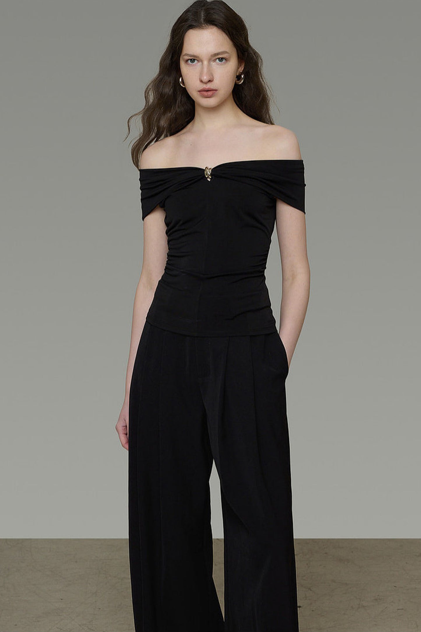 French Twist Knot Off-Shoulder Top