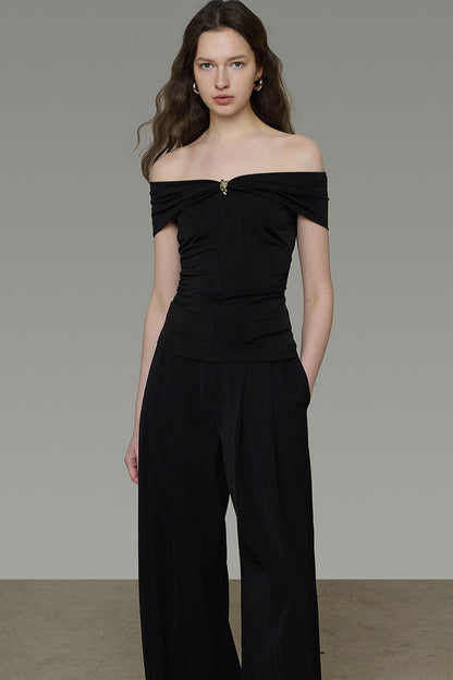 French Twist Knot Off-Shoulder Top