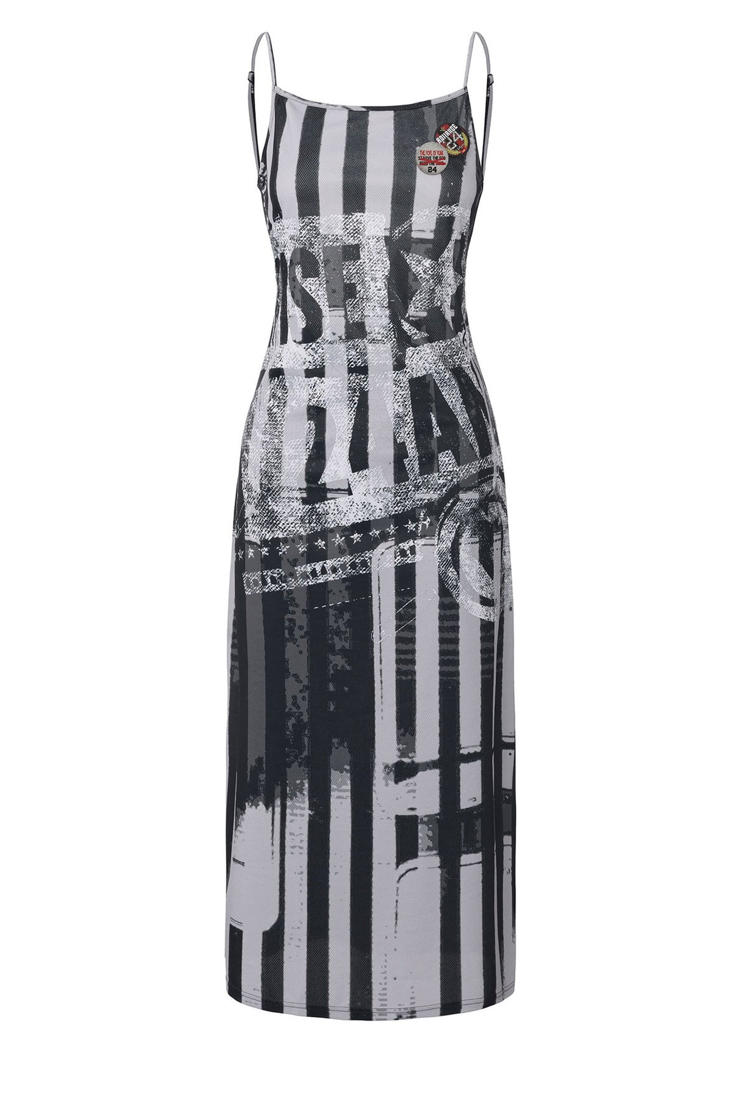 Gradient Distressed Badge Midi Dress