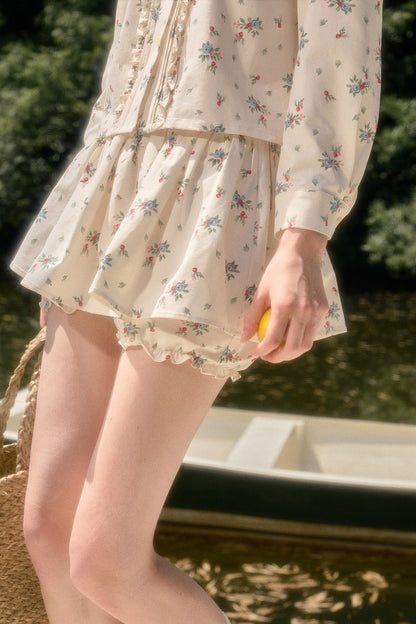 Floral Print Shirt and Culottes Set-Up